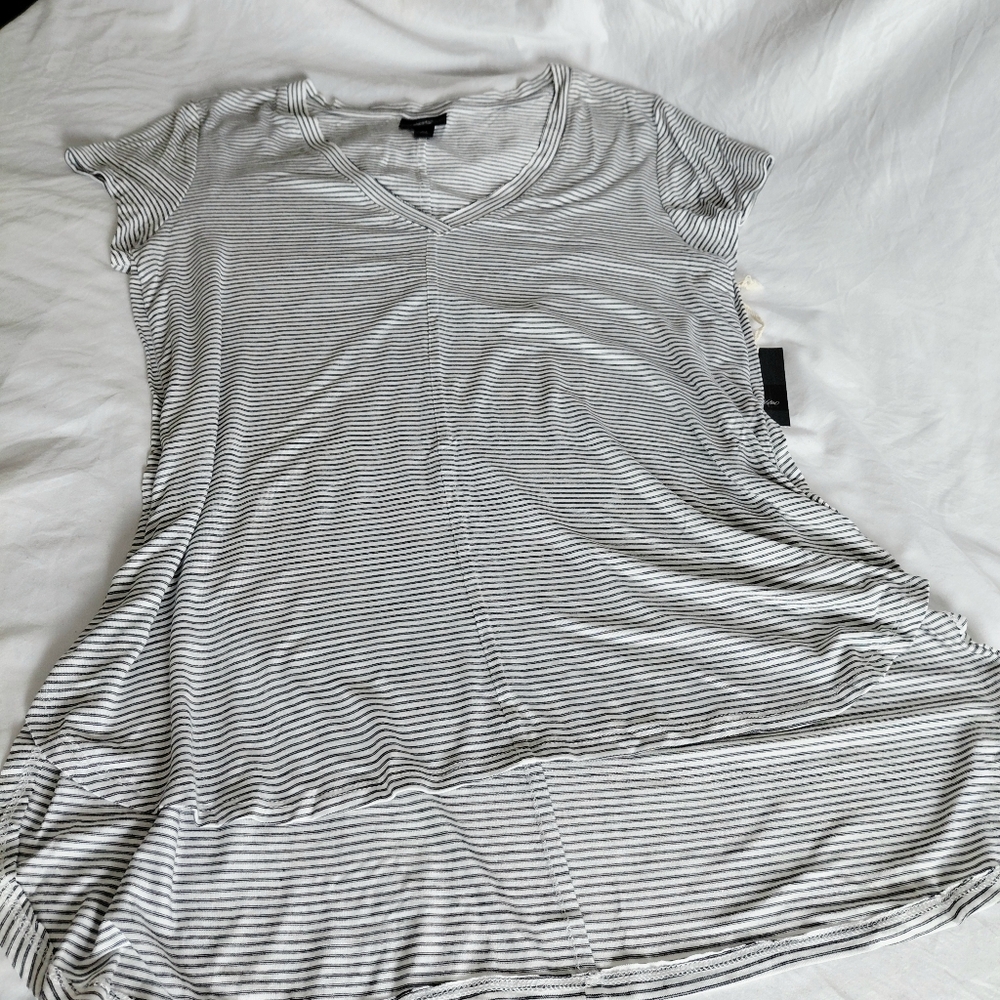 Missimo Black & White Striped Short Sleve Shirt Size M- NWT - Picture 6 of 6
